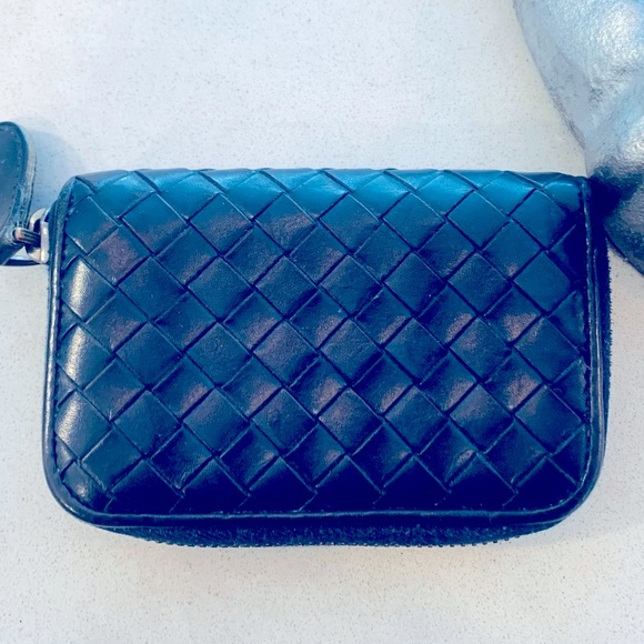 Bottega Veneta Accessories - Bottega Veneta Navy Blue Change Purse Card Holder